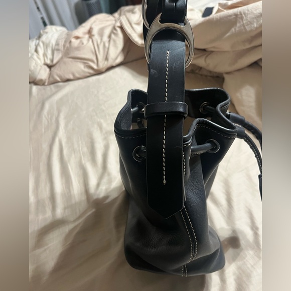 Vintage Dooney& Bourke black pebbled leather bucket drawstring bag - Picture 9 of 16